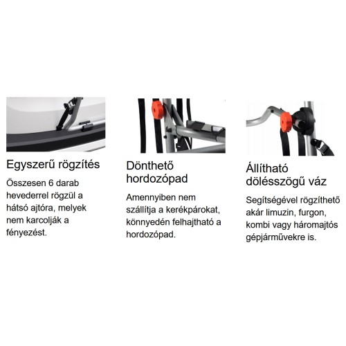 AGURI-Advans 2 kerékpártartó hátsó ajtóra, ezüst színű/12kg