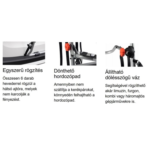 AGURI-Advans 3 kerékpártartó hátsó ajtóra, ezüst színű/14kg